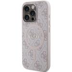 Carcasa Guess 4G Collection Leather Metal Logo cu MagSafe compatibila cu iPhone 15 Pro, Roz 3 - lerato.ro