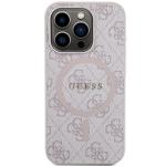 Carcasa Guess 4G Collection Leather Metal Logo cu MagSafe compatibila cu iPhone 15 Pro, Roz 2 - lerato.ro