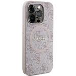 Carcasa Guess 4G Collection Leather Metal Logo cu MagSafe compatibila cu iPhone 15 Pro, Roz 5 - lerato.ro