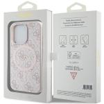 Carcasa Guess 4G Collection Leather Metal Logo cu MagSafe compatibila cu iPhone 15 Pro, Roz 9 - lerato.ro