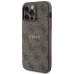 Carcasa Guess 4G Collection Leather Metal Logo cu MagSafe compatibila cu iPhone 15 Pro, Maro 3 - lerato.ro