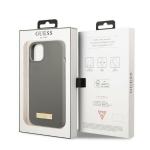 Carcasa Guess Silicone Logo Plate cu MagSafe compatibila cu iPhone 13 Mini, Gri 9 - lerato.ro
