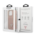 Carcasa Guess Saffiano Triangle Logo Cardslot compatibila cu iPhone 13 Pro / 13, Roz 9 - lerato.ro
