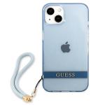 Carcasa Guess Translucent Stap compatibila cu iPhone 13 / 14 / 15, Albastru 2 - lerato.ro