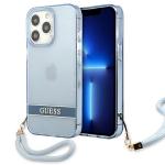 Carcasa Guess Translucent Stap compatibila cu iPhone 13 Pro / 13, Albastru 4 - lerato.ro