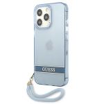 Carcasa Guess Translucent Stap compatibila cu iPhone 13 Pro / 13, Albastru 3 - lerato.ro