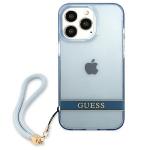 Carcasa Guess Translucent Stap compatibila cu iPhone 13 Pro / 13, Albastru 2 - lerato.ro