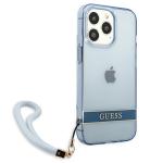 Carcasa Guess Translucent Stap compatibila cu iPhone 13 Pro / 13, Albastru 5 - lerato.ro