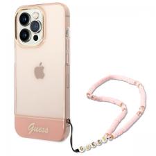 Carcasa Guess Translucent Pearl Strap compatibila cu iPhone 14 Pro, Roz