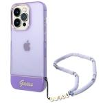 Carcasa Guess Translucent Pearl Strap compatibila cu iPhone 14 Pro, Mov 2 - lerato.ro