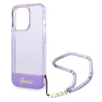 Carcasa Guess Translucent Pearl Strap compatibila cu iPhone 14 Pro, Mov 6 - lerato.ro