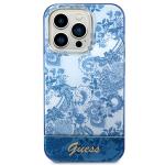 Carcasa Guess Porcelain Collection compatibila cu iPhone 14 Pro, Albastru 2 - lerato.ro