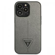 Carcasa Guess Saffiano Triangle Logo compatibila cu iPhone 14 Pro, SIlver