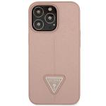 Carcasa Guess Saffiano Triangle Logo compatibila cu iPhone 14 Pro, Roz 2 - lerato.ro