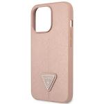 Carcasa Guess Saffiano Triangle Logo compatibila cu iPhone 14 Pro, Roz 7 - lerato.ro