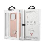 Carcasa Guess Saffiano Triangle Logo compatibila cu iPhone 14 Pro, Roz 9 - lerato.ro