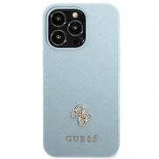 Carcasa Guess Saffiano 4G Small Metal Logo compatibila cu iPhone 13 Pro / 13, Albastru