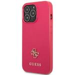 Carcasa Guess Saffiano 4G Small Metal Logo compatibila cu iPhone 13 Pro / 13, Roz 3 - lerato.ro