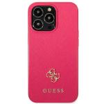 Carcasa Guess Saffiano 4G Small Metal Logo compatibila cu iPhone 13 Pro / 13, Roz 2 - lerato.ro