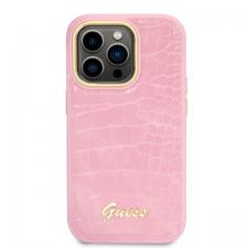 Carcasa Guess Croco Collection compatibila cu iPhone 14 Pro, Roz