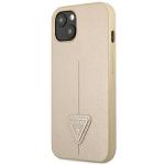 Carcasa Guess Saffiano Triangle Logo compatibila cu iPhone 14 Plus, Bej 3 - lerato.ro