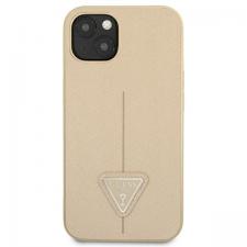 Carcasa Guess Saffiano Triangle Logo compatibila cu iPhone 14 Plus, Bej