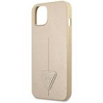Carcasa Guess Saffiano Triangle Logo compatibila cu iPhone 14 Plus, Bej 7 - lerato.ro