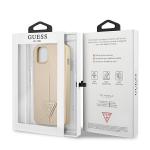 Carcasa Guess Saffiano Triangle Logo compatibila cu iPhone 14 Plus, Bej 9 - lerato.ro