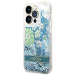 Carcasa Guess Flower Liquid Glitter compatibila cu iPhone 14 Pro Max, Verde 3 - lerato.ro