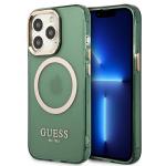 Carcasa Guess Gold Outline Translucent cu MagSafe compatibila cu iPhone 13 Pro / 13, Verde 4 - lerato.ro
