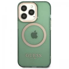 Huse iPhone 13 Pro, Carcasa Guess Gold Outline Translucent cu MagSafe compatibila cu iPhone 13 Pro / 13, Verde, lerato.ro