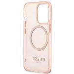 Carcasa Guess Gold Outline Translucent cu MagSafe compatibila cu iPhone 13 Pro / 13, Roz 8 - lerato.ro