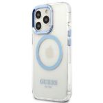 Carcasa Guess Metal Outline cu MagSafe compatibila cu iPhone 13 Pro / 13, Albastru 3 - lerato.ro