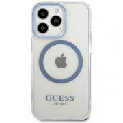 Carcasa Guess Metal Outline cu MagSafe compatibila cu iPhone 13 Pro / 13, Albastru
