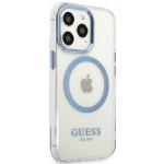 Carcasa Guess Metal Outline cu MagSafe compatibila cu iPhone 13 Pro / 13, Albastru 5 - lerato.ro