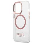 Carcasa Guess Metal Outline cu MagSafe compatibila cu iPhone 13 Pro / 13, Roz 7 - lerato.ro