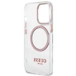 Carcasa Guess Metal Outline cu MagSafe compatibila cu iPhone 13 Pro / 13, Roz 8 - lerato.ro