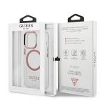Carcasa Guess Metal Outline cu MagSafe compatibila cu iPhone 13 Pro / 13, Roz 9 - lerato.ro