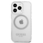 Carcasa Guess Metal Outline cu MagSafe compatibila cu iPhone 13 Pro / 13, Silver 2 - lerato.ro