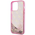 Carcasa Guess Liquid Glitter 4G Translucent compatibila cu iPhone 14 Pro Max, Roz 7 - lerato.ro
