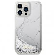 Carcasa Guess Liquid Glitter Marble compatibila cu iPhone 14 Pro Max, Alb