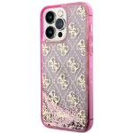 Carcasa Guess Liquid Glitter 4G Transculent compatibila cu iPhone 14 Pro, Roz 3 - lerato.ro