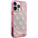 Carcasa Guess Liquid Glitter 4G Transculent compatibila cu iPhone 14 Pro, Roz 5 - lerato.ro