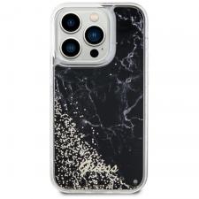 Carcasa Guess Liquid Glitter Marble compatibila cu iPhone 14 Pro, Negru