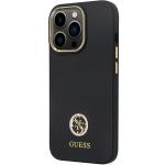 Carcasa Guess Silicon Logo Strass 4G compatibila cu iPhone 13 Pro / 13, Negru 3 - lerato.ro