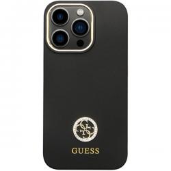 Carcasa Guess Silicon Logo Strass 4G compatibila cu iPhone 13 Pro / 13, Negru
