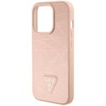Carcasa Guess Croco Triangle Metal Logo compatibila cu iPhone 15 Pro Max, Roz 8 - lerato.ro