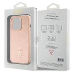 Carcasa Guess Croco Triangle Metal Logo compatibila cu iPhone 15 Pro Max, Roz 9 - lerato.ro