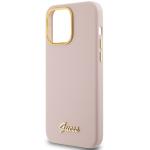 Carcasa Guess Silicone Script Metal Logo and Frame compatibila cu iPhone 15 Pro, Roz 7 - lerato.ro