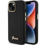 Carcasa Guess Silicone Script Metal Logo and Frame compatibila cu iPhone 15, Negru 4 - lerato.ro